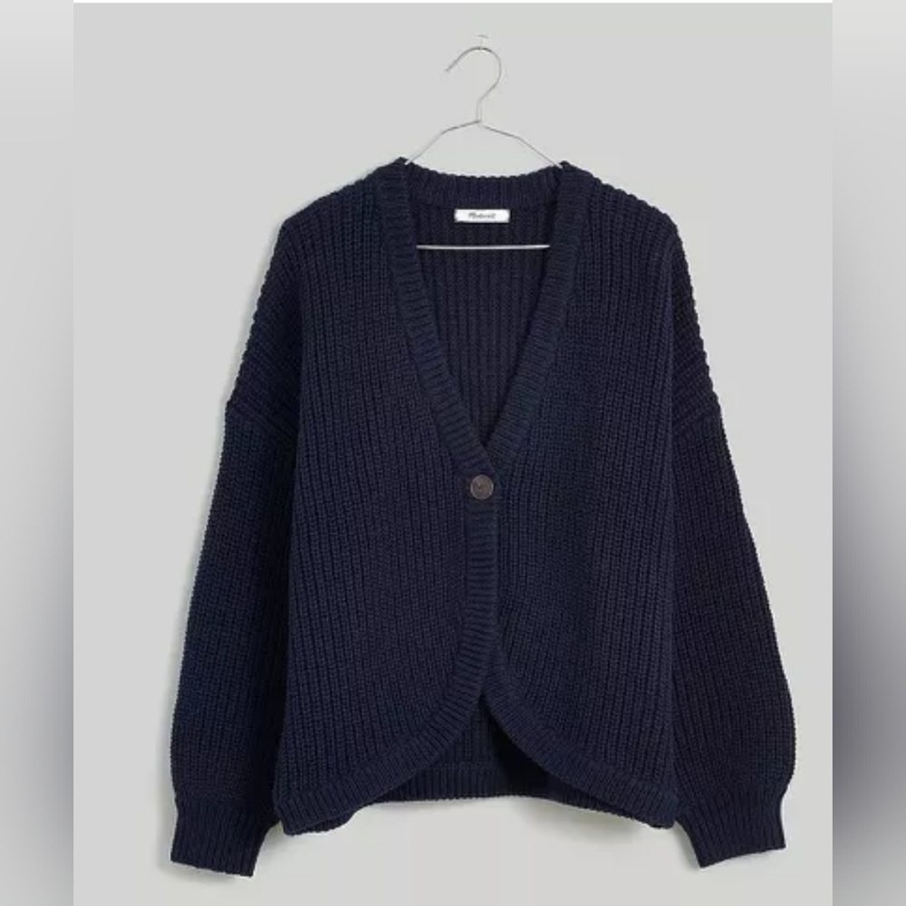 Madewell, Shirttail Cardigan Sweater, Dark Indigo, Size XS